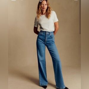 Sezane High-Rise Wide-Leg Jeans in Classic Blue
